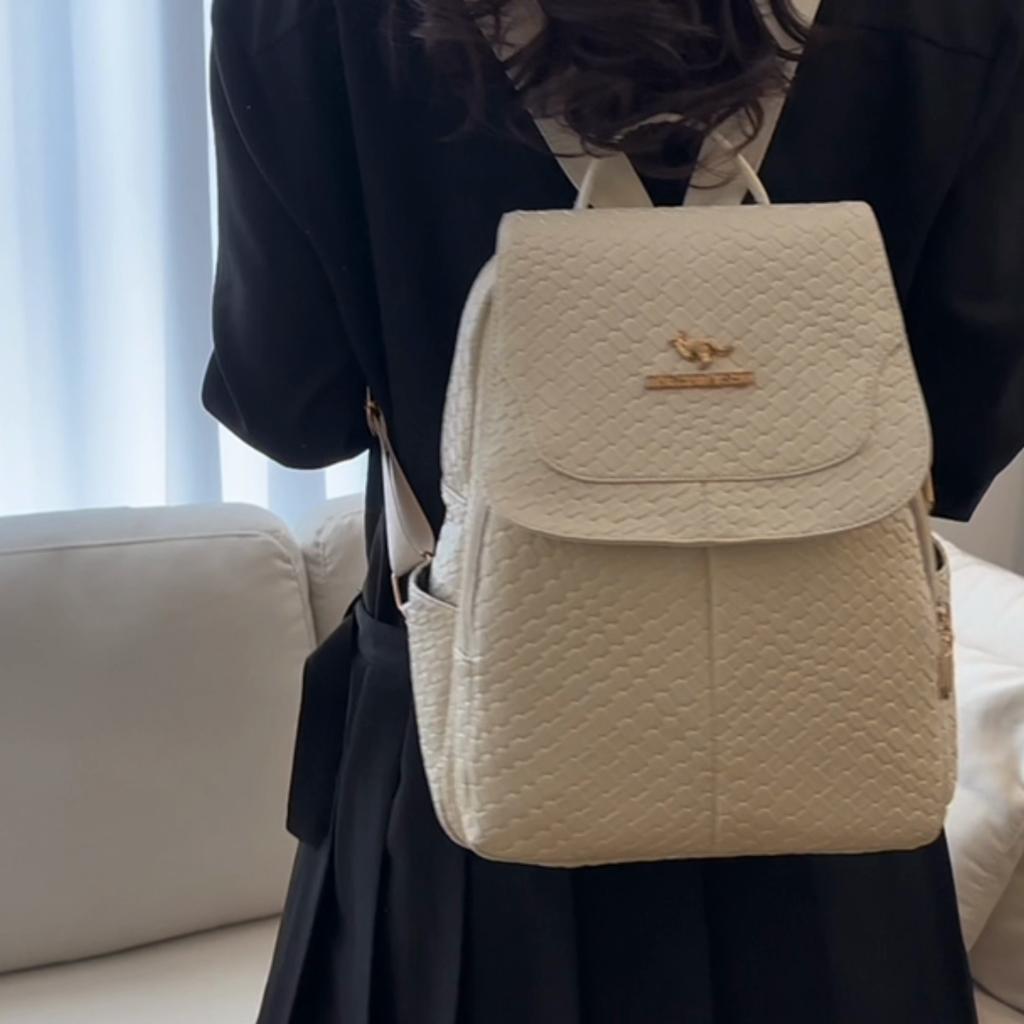 Woven Backpack Women Large Capacity Commuter Backpack Multifunctional Student Schoolbag