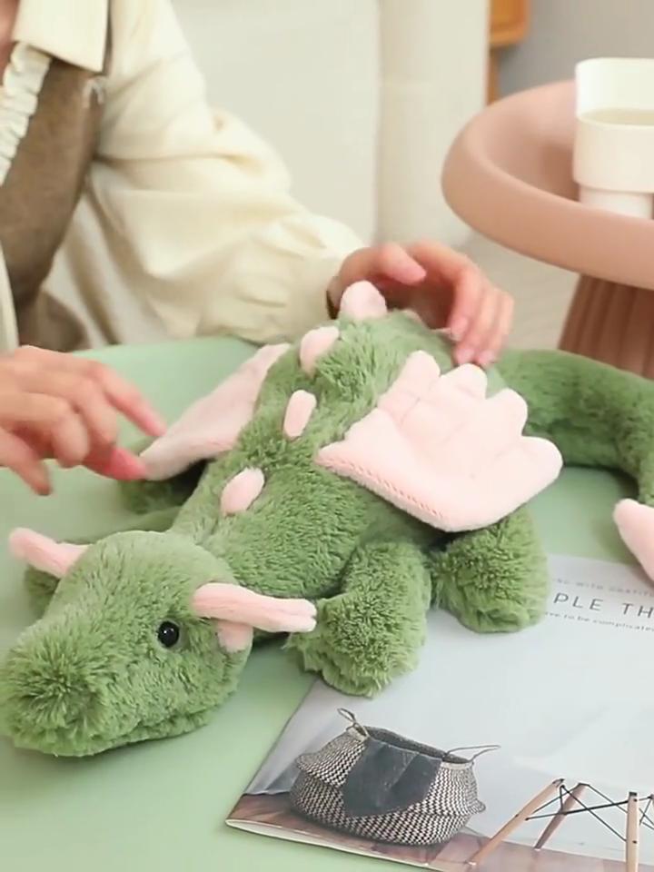 Cartoonfree Plush Dragon Doll With Short Pile Fabric For Playroom Decor