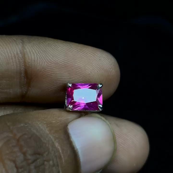 Natural Pink Ruby Earrings 11.10 Ct Pair CERTIFIED Emerald Cut Pair For Gift