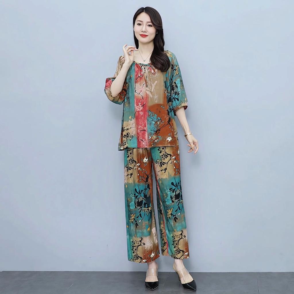 Summer Two Piece Sets Female Clothes Loose Elegant Women's Pants Set