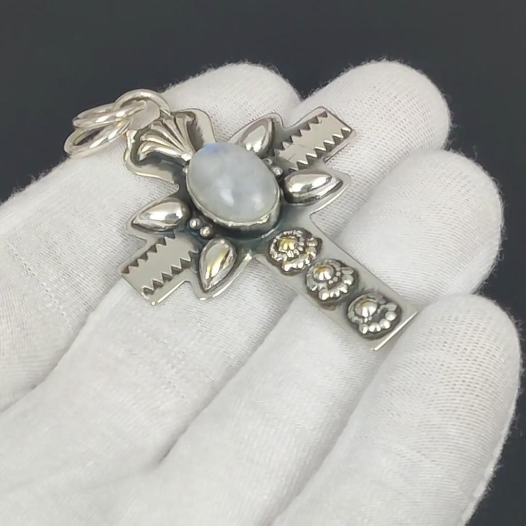 Rainbow Moonstone Natural Pendant, 925 Sterling Silver Pendant, Blue Fire Moonstone Jewelry Necklace Pendant, Valentine Gifts, Mother Gift