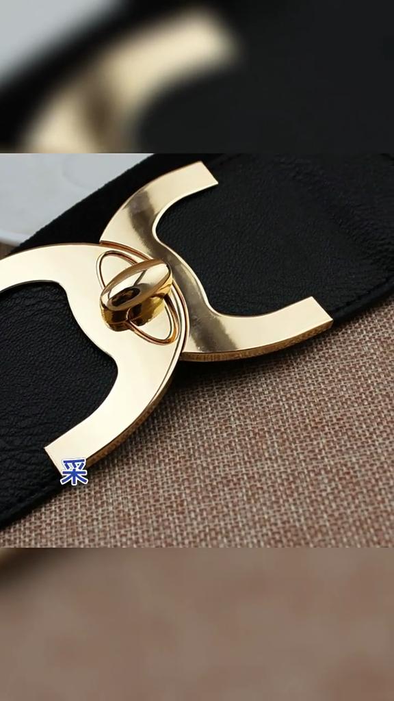 Women's Golden Rotating Lock Elastic Waistband Four Seasons All-Match Waist Seal Women's Elastic Wide Belt Four