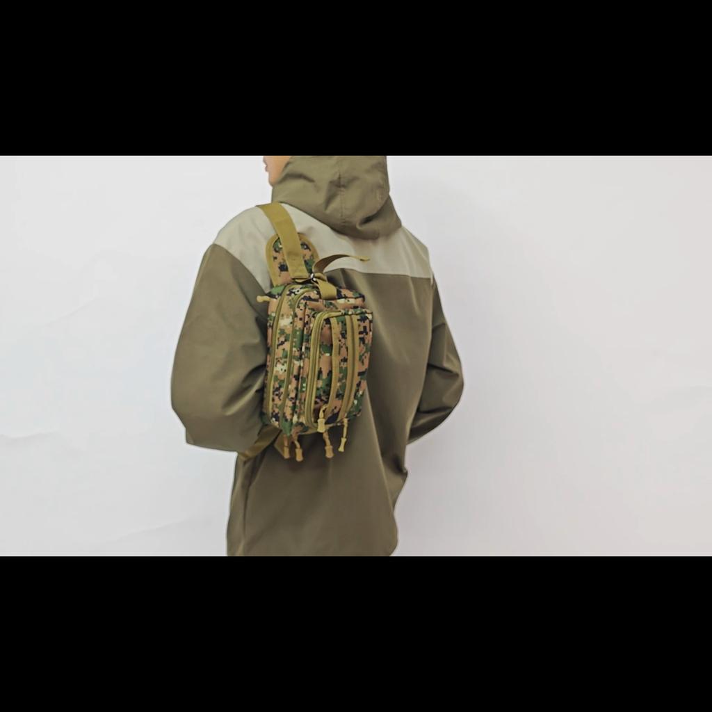 Outdoor Tactical Waist Bag Water-repellent Wear-resistant Men's Chest Bag Multi-layer Storage Commuter Shoulder Crossbody Bag