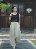 Johnature Women Vintage Bloomers Pants Elastic Waist Solid Color Loose Trousers Autumn Pockets Pants