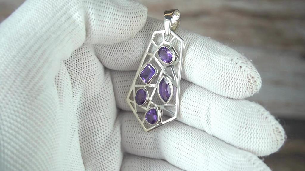 Amethyst Handmade Pendant for Her, 95 Silver Gemstone Jewelry Gift for Mom
