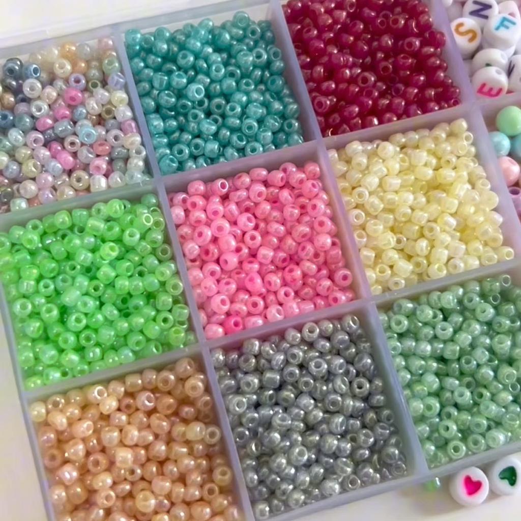 15box/bag Glass Seed Beads Acrylic Beads Elastic Line Thread Cord For DIY Accessories Jewelry Making