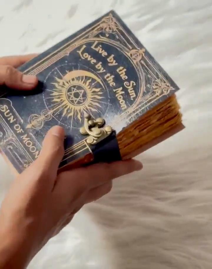 Sun & Moon Celestial Journal | Live by the Sun Love by the Moon Diary | Vintage Lock Grimoire | Wiccan Book of Shadows | Astrology Notebook