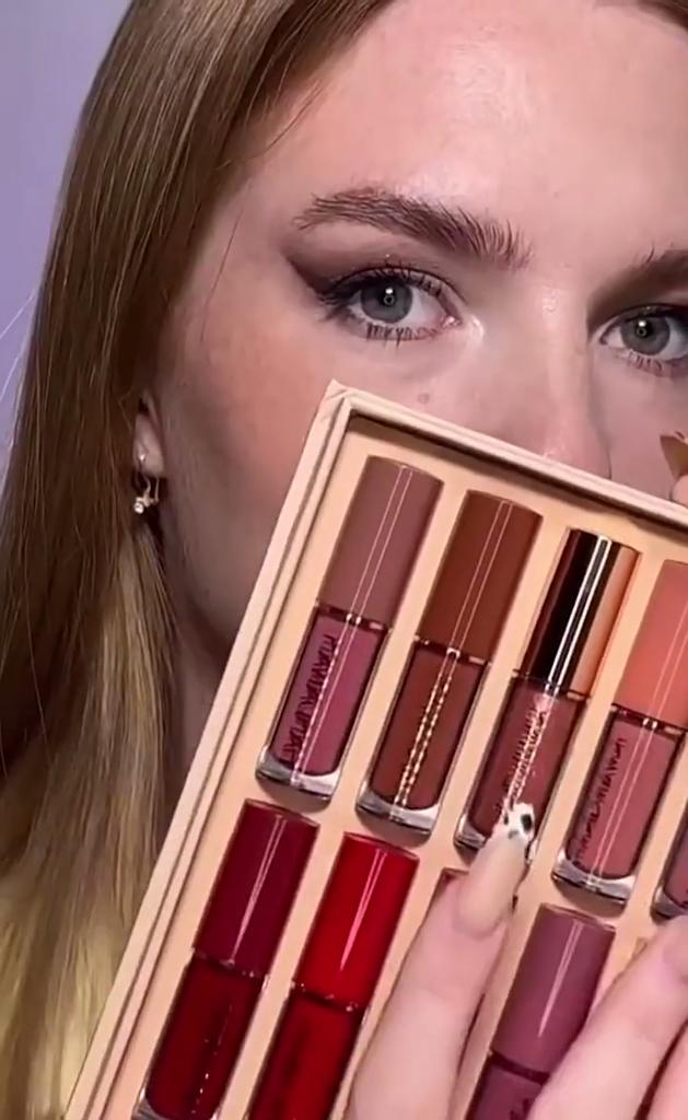 HANDAIYAN 12 Kleurboek Lipgloss Suiden Sufen Vloeibare Lippenstick Echte Set Matte Pearl Light Non -Stick Cup Lip Glesijd