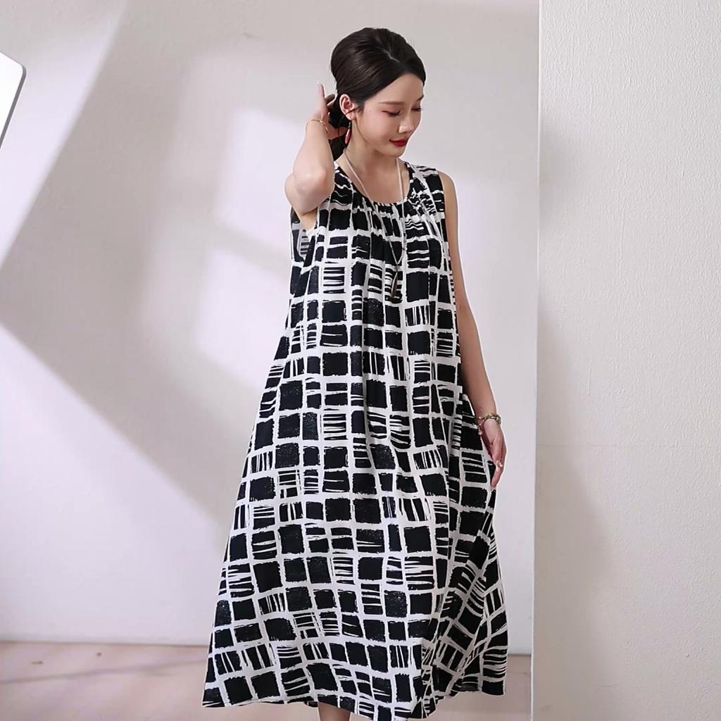 Plus Size Summer Long Dress for Women Clothes Elegant Sleeveless Loose Casual Dress