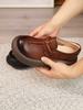 Johnature Genuine Leather Thick Soled Women's Shoes Round Toe Lightweight Retro Flat Platform Shoes