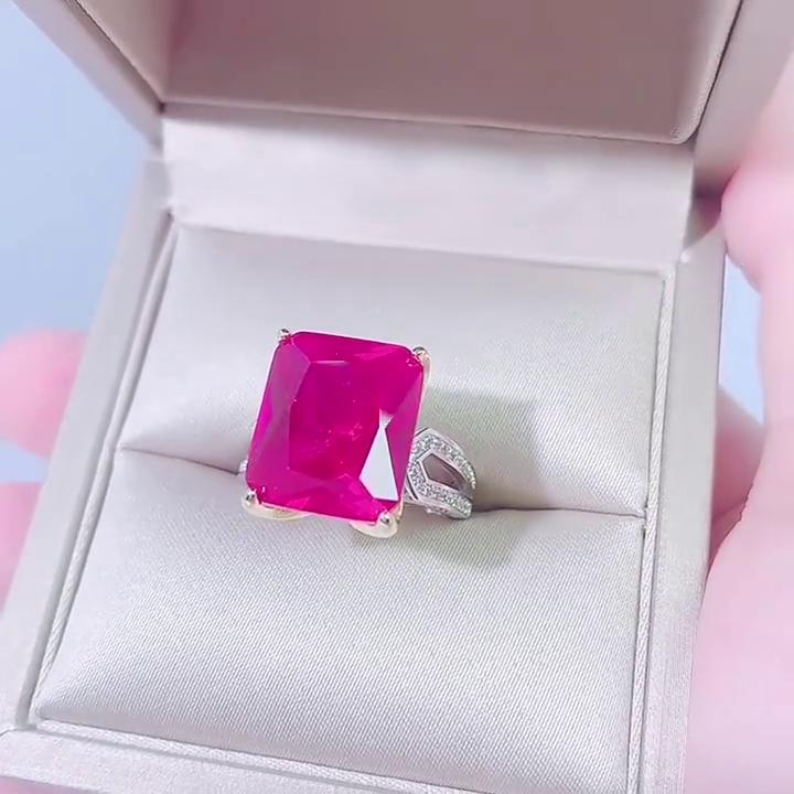 Gica Gema 925 Sterling Silver 12*14mm Zircons Gemstone Birthstone Wedding Engagement Ring Fine Jewelry