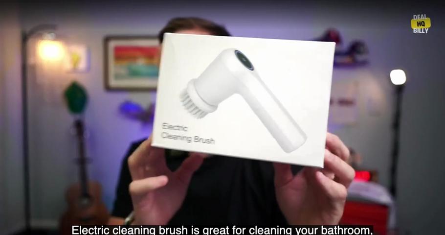 Elektrischer Spin Scrubber, Power Scrubber Kabelloser Elektrischer Duschschrubber mit Digitalanzeige und 5 Austauschbaren Köpfen, 2 Einstellbare Geschwindigkeiten