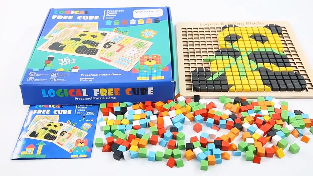 Holz Kinder Spaß Mosaik Puzzle Frühe Bildung Kognitiv Interaktiv Konzentrationstraining Pädagogische Puppe Spielzeug