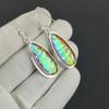 Wunderschöner rosa Triplett Feueropal Edelstein 925 Sterlingsilber Ohrring, Handgefertigter Boho Silber Schmuck Hängeohrringe, Verlobungsgeschenk