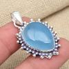 Blue Chalcedony Gemstone 925 Solid Sterling Silver Handmade Jewelry Pendant For Thanksgiving Gift