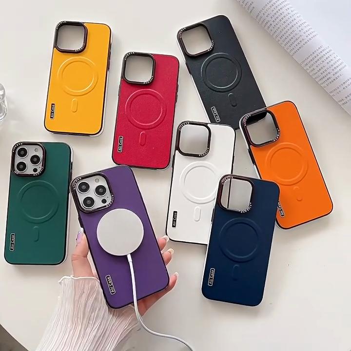 Luxury Leather Magsafe Case For iPhone 16 Pro Max 15 14 13 12 Pro Max Lens Collision Protect Magnetic Charging Shockproof Cover