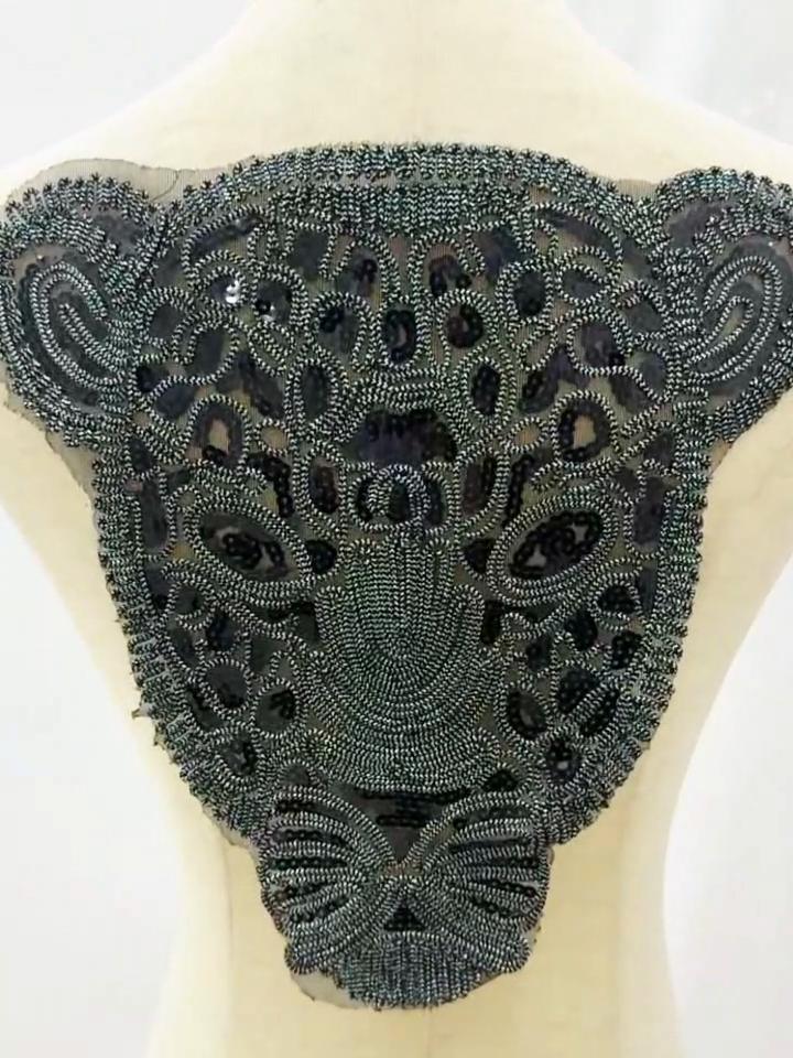 Nuevo parche grande dorado con cabeza de leopardo y lentejuelas, parches para ropa DIY, apliques bordados con motivo de tigre para coser, manualidades