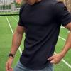 American Style Men's Summer Short Sleeve Slim Fit Fitness Top Solid Crew Neck Training T-shirt