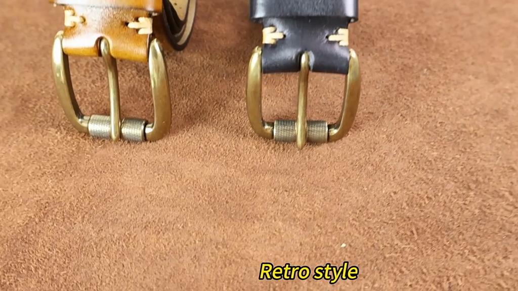 Retro Fashion Personality Trend All-match Hollow First Layer Cowhide Pin Buckle Belt Men's Genuine Leather Jeans Belt
