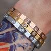 Geometric Titanium Steel Bracelets For Women Men With Rhinestone Decor For Trendy Fashion And Gift