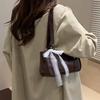 Yogodlns New Fashionable Oil Wax Leather Cylinder Handbag Women's Commuter Crossbody Bag Pure Color Crossbody Bag Retro Style