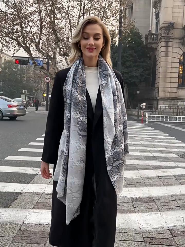 Soft Blanket Scarf Long Warm Snakeskin Shawl Wraps Cashmere Fringe Scarfs For Women