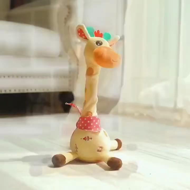Dancing and Talking Giraffe Toy Repeats What You Say Plush Animal Baby Toy Volume Adjustment Swing Dancing Giraffe Plush Toy