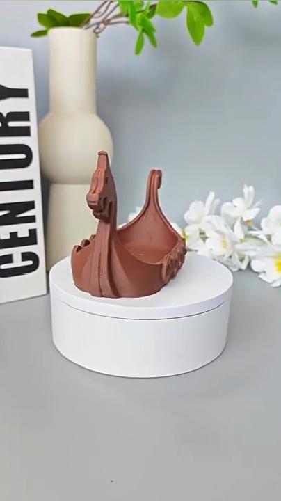 Dragon Boat Ornaments 3D Printed Figurine, Nordic Style Viking Ship Ornament, Creative Small Accessory Organizer Desktop Storage Tray, Decorative