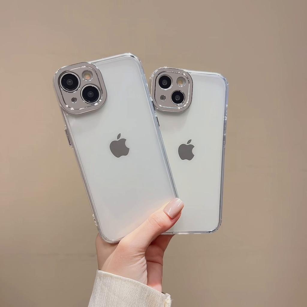Simple metal precision frame transparent Case for iPhone 16 Pro Max 15 14 Plus 13 12 11 Pro XS XR All-inclusive fall protection Cover