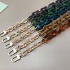New Fashion Woman Handbag Accessory Chain Detachable Replacement Leopard Amber Green Color Strap Women DIY Clutch Resin Chain