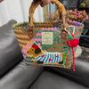 Retro Dachshund Woven Basket Bag for Women,Cute Dog Pattern Tote Shoulder Bag,Unique Gift Idea