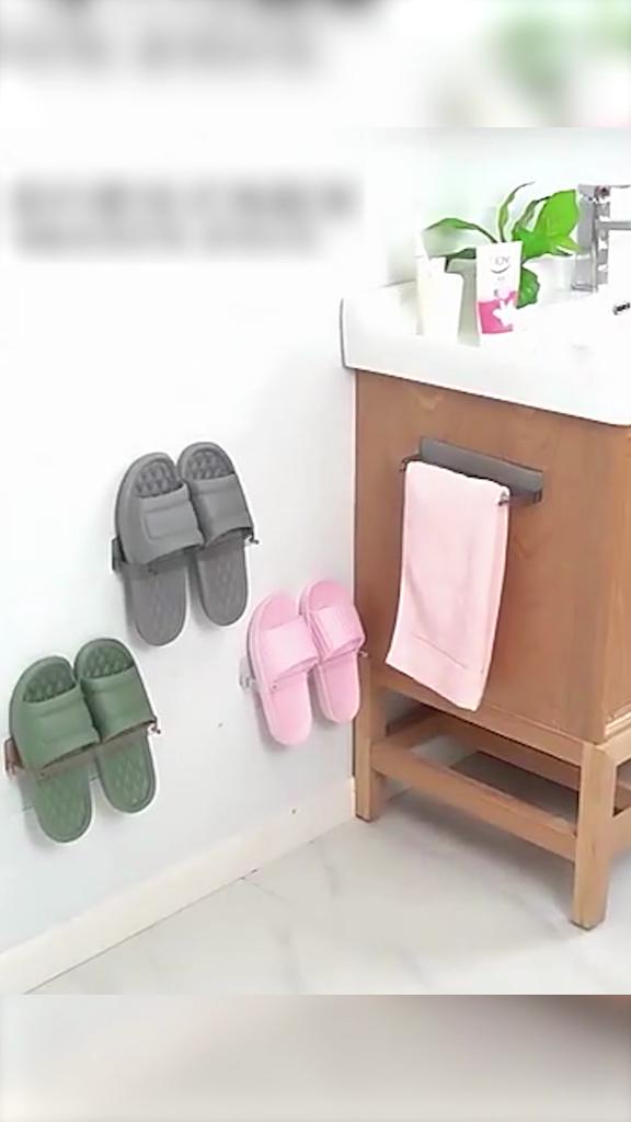 Waterproof Transparent Strong Load Bearing Space-saving Slippers Rack Wall Mounted Punch-free Drain Shoes Shelf Washroom Supplies