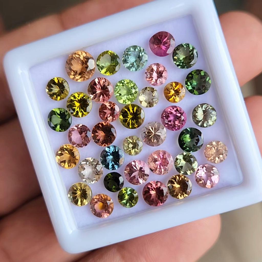 Round Cut Natural Tourmaline 3 MM Size Gemstone, 10 Pcs Multi Tourmaline Lot, Loose Gemstone Lot, October Birthstone For Making Jewelry.