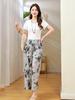 Summer Wide Leg Pants Woman Clothes Elastic Waist Elegant Casual Summer Pants