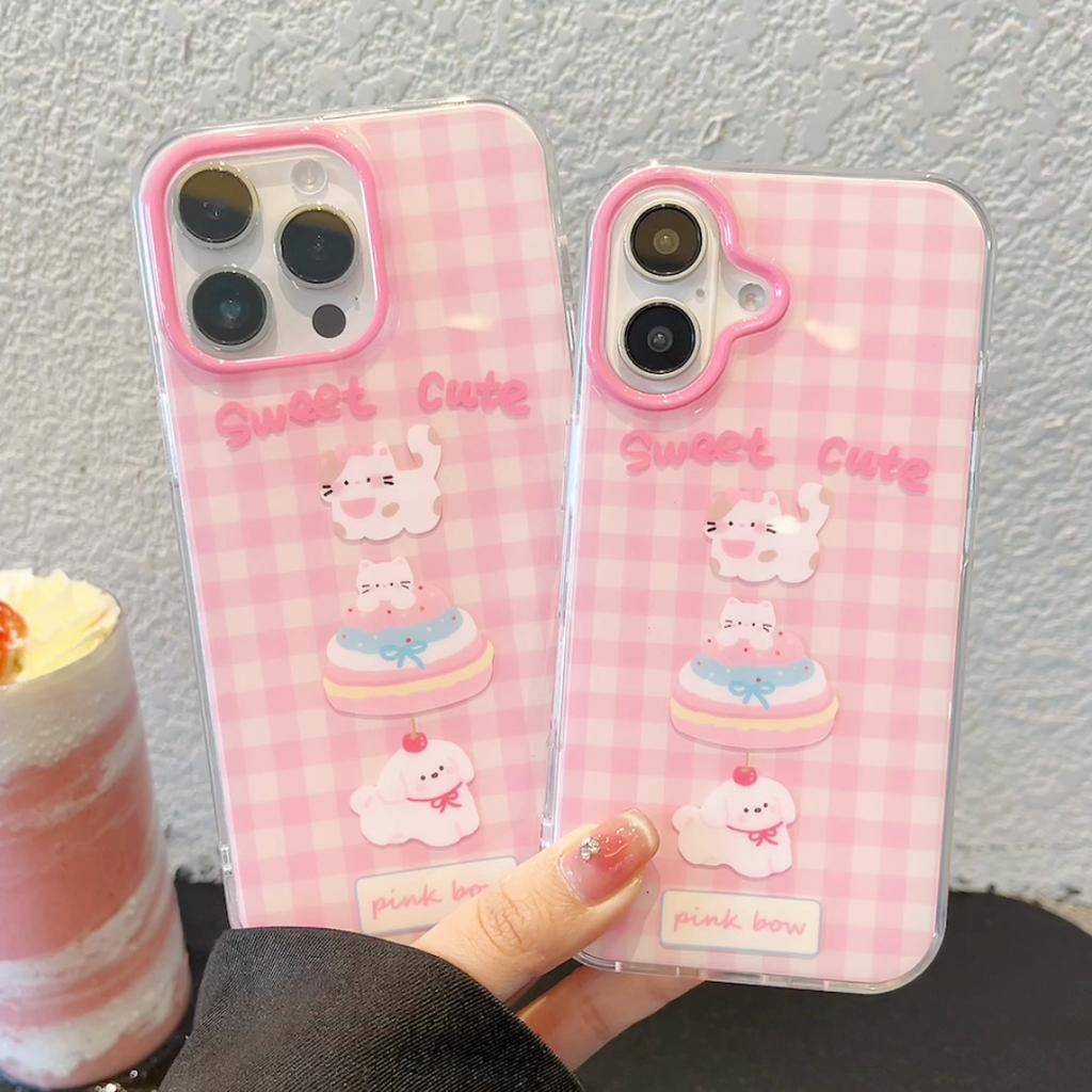Cute Cat Dog Case for iPhone 16Pro Clear Aesthetic Stylish Soft Durable Pretty TPU Shockproof Protective Cover for iPhone 13 14 15 16 Pro Max