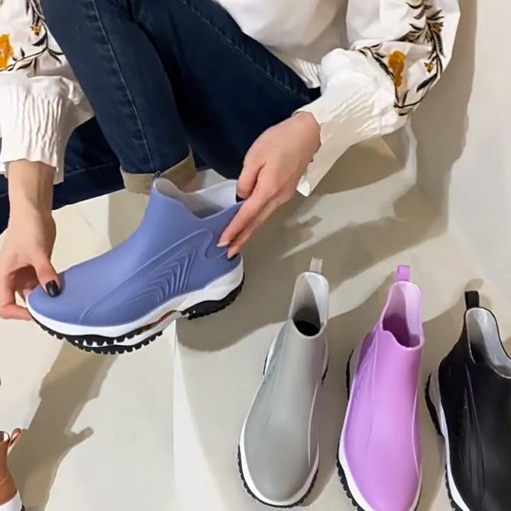 Women's Rain Boots Fashionable Outdoor Rain Boots Short Tube Summer Water Shoes Waterproof Non-slip Kitchen Work Shoes Rainy Day Women's Shoes