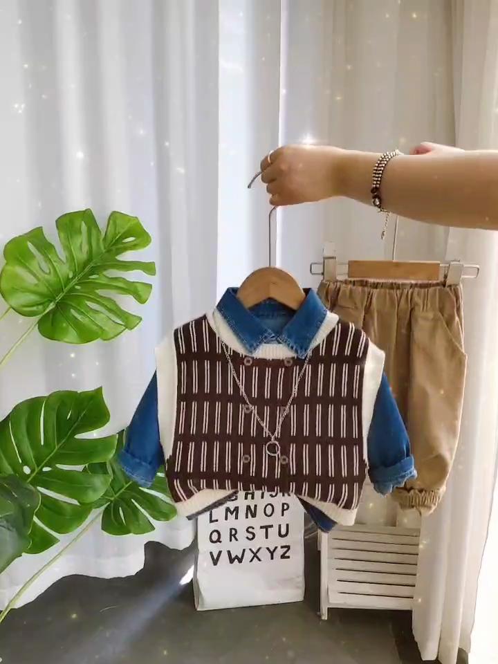 Boys' long sleeved 3-piece set, Fashion set for children aged 0-5, High-quality clothing for boys' babies