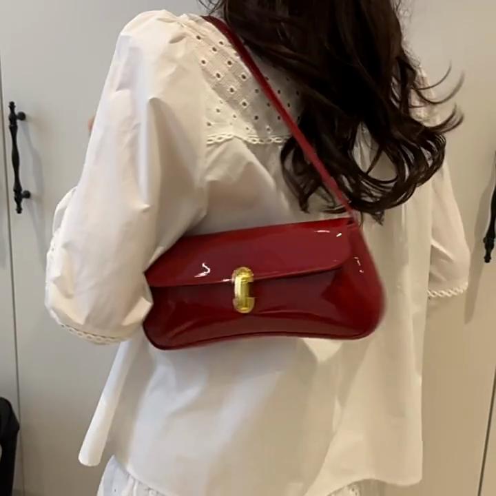 Yogodlns Women's Vintage Solid Color Smooth Texture Shoulder Bag Elegant PU Leather Flap Small Underarm Bag  for Dating, Outings, Parties