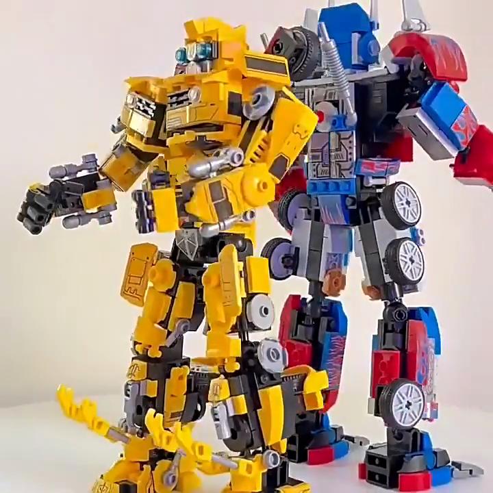 Classic Cartoon Transformation Robot Racing Car Model Building Block Toys Education Boys Truck Toy