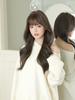 Women’s  Fashion Long Curly Wig with Blunt Bangs Natural Looking Big Waves Synthetic Full Wig