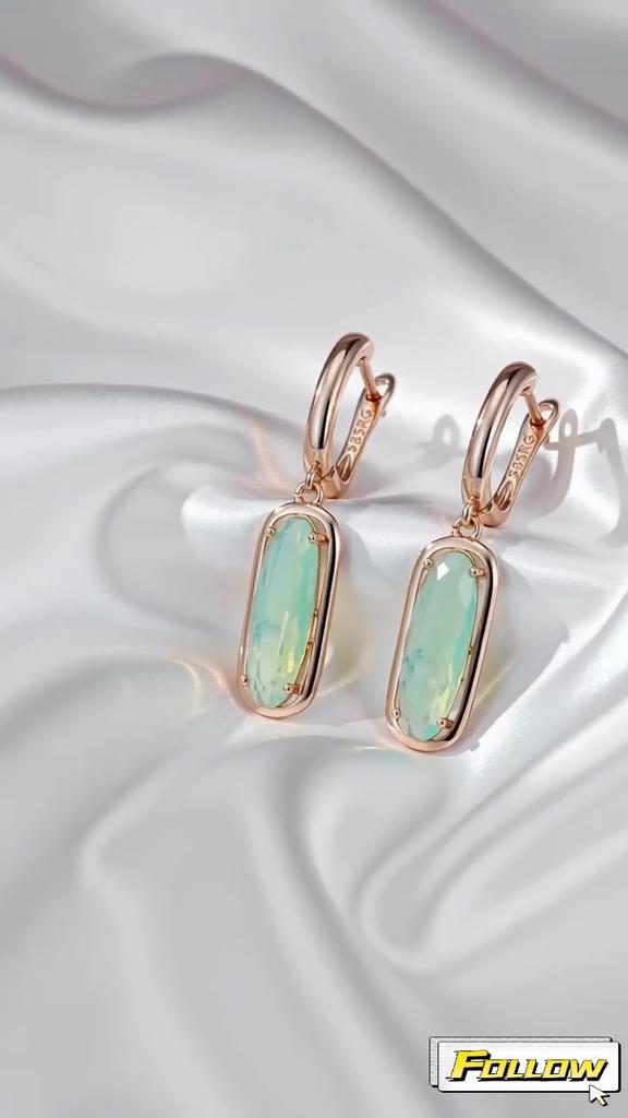 Kinel Elegant Lake Green Long Natural Zircon Dangle Earrings For Women Party Wedding Luxury Jewellery