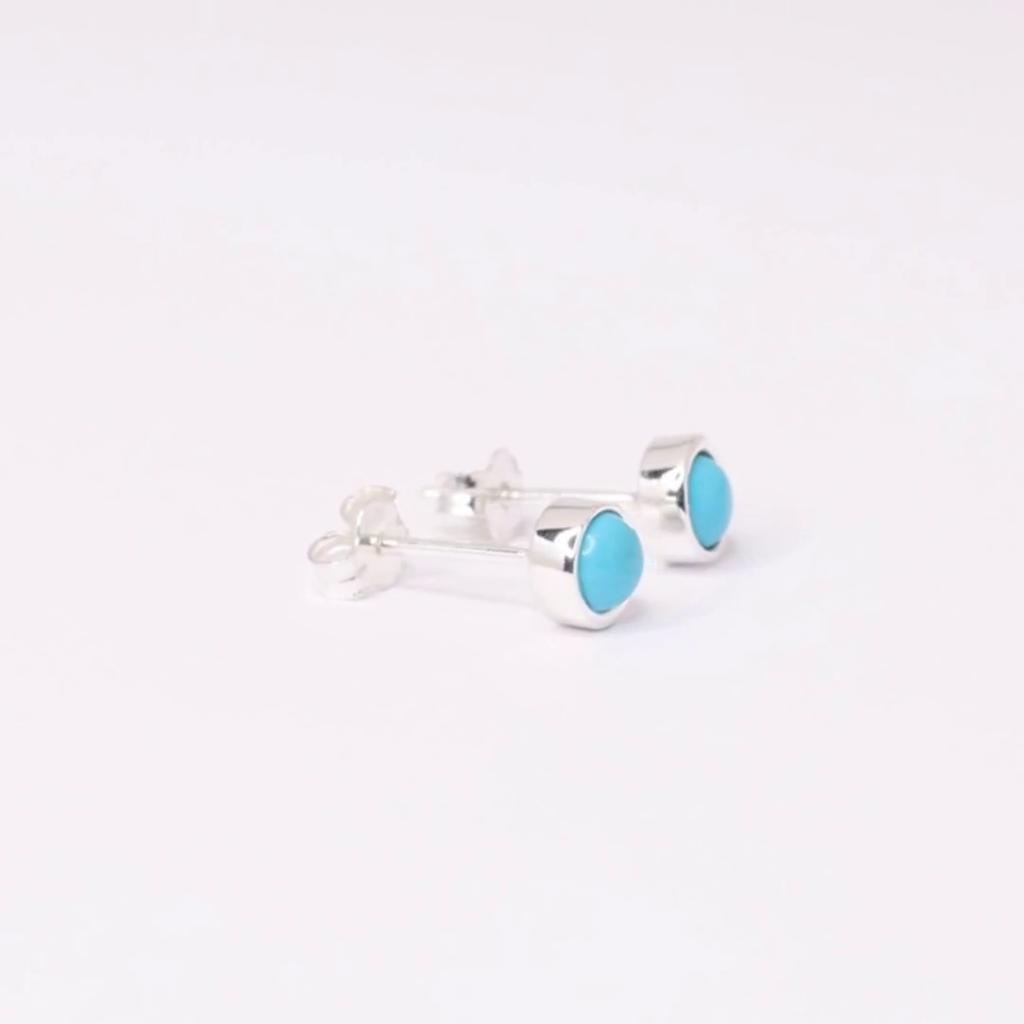 LeCalla S925 Sterling Silver Jewelry Stud Earrings for Teens and Women (4 MM Turquoise Round)