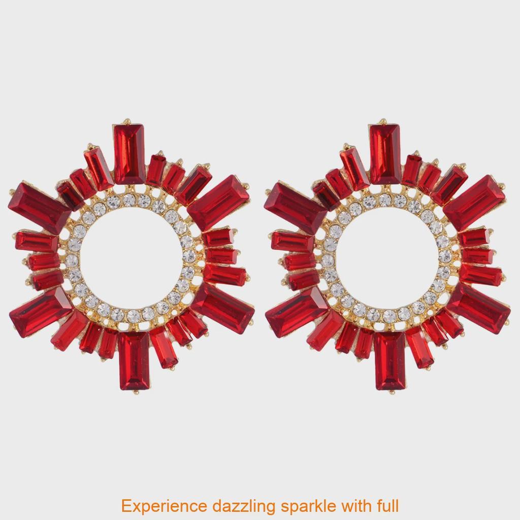 Vintage Art Deco Alloy Crystal Round Drop Earrings For Women Summer