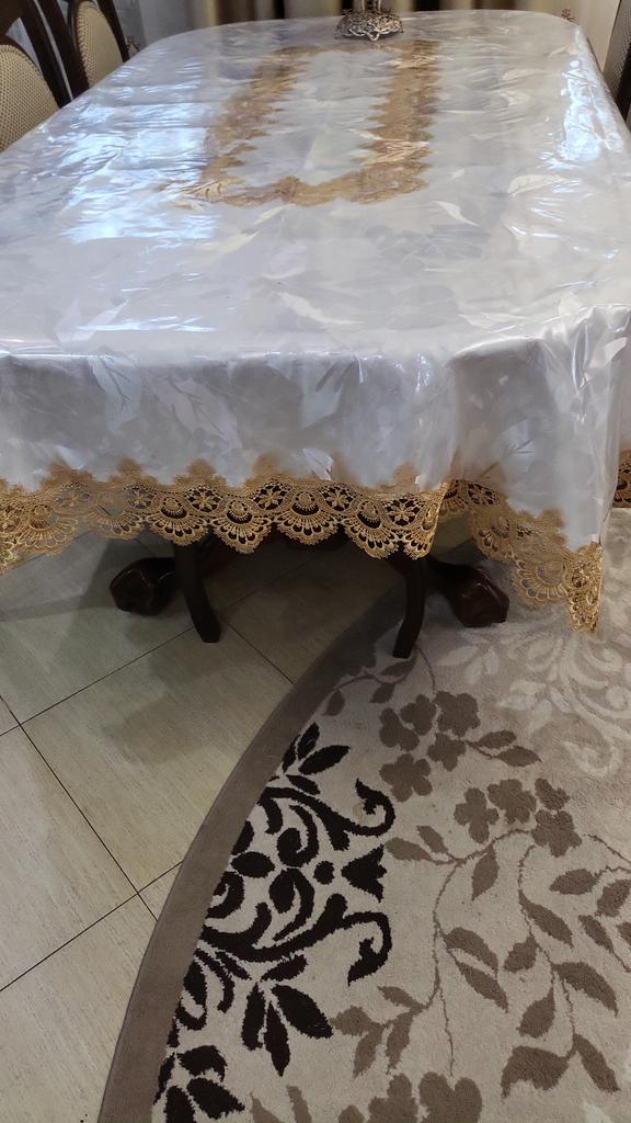 Tovaglia da Tavola Shabby Chic Copritavolo con Pizzo e Fiocchi Grigio