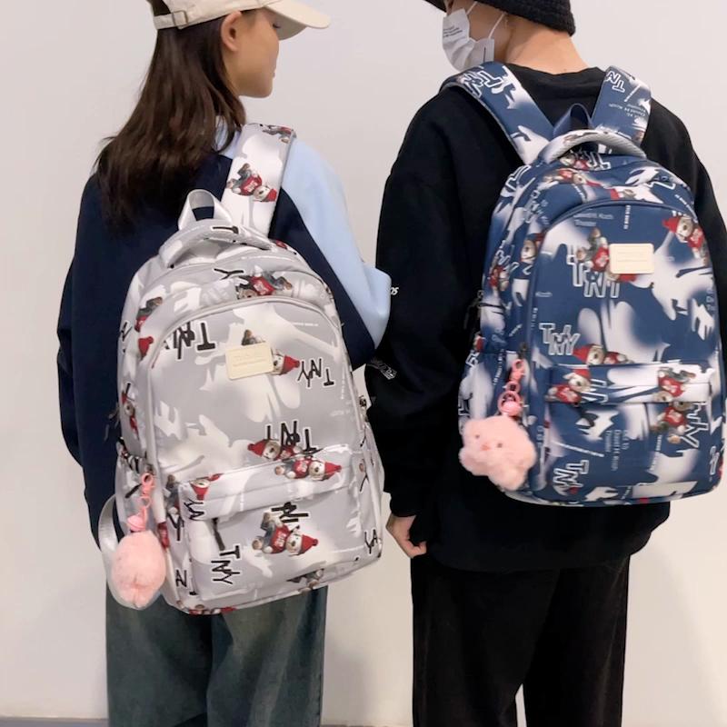 Men's Graffiti Backpack Women's Travel Backpack Double-Layer Large Capacity Lightweight Schoolbag For Students