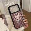 Brown Heart-Shaped Stand Phone Case for iPhone 15, iPhone 16, iPhone 17 Pro Max
