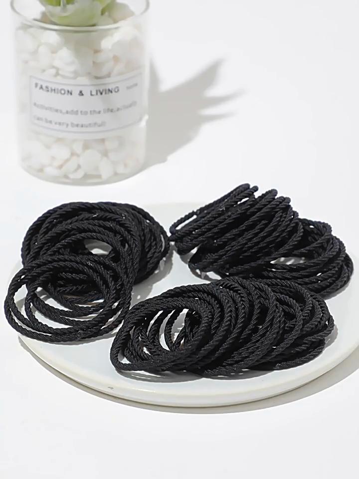 Bucket of 100 Basic Seamless Hair Extensions, Threaded Non-slip Hair Ties, High Ponytail Hair Ties That Do Not Hurt Your Hair, Rubber Bands