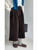 Johnature Simple Comfortable Corduroy High-waisted Vintage Mid-length Pants For Women Loose Wide-leg Pants Autumn Winter