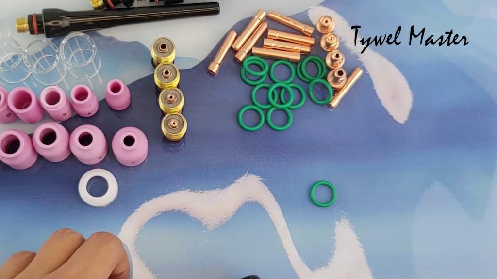 TIG Gas Lens Ugello Alluminio Kit, 49pcs Lenti A Gas Tungsten Accessorio Saldatura Kit Ugelli Per Tig WP-17/18/26 - Foto 9