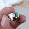 925 Sterling Silver Malachite Oval Shape Green Gemstone Textured Band Ring For Women